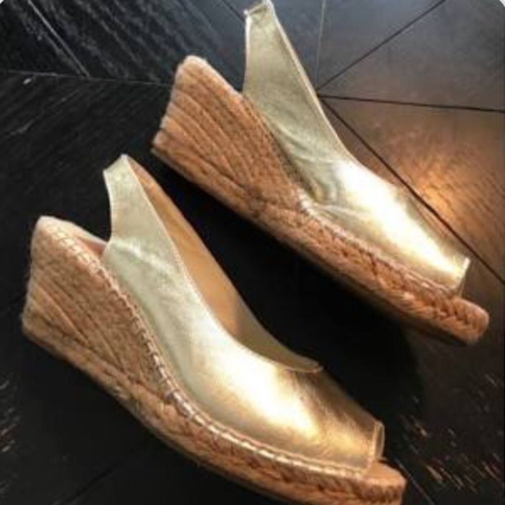 Gold Espadrille Wedge Sandals